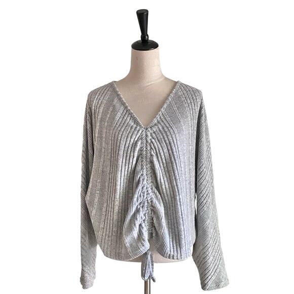 Shein V-neck Crop Sweater Gray - Picture 1 of 7
